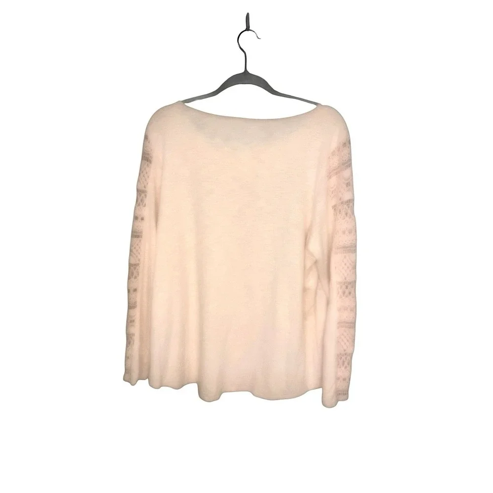 Chicos Size 3 US XL Knit Top 100% Cotton Crochet Lace Trim Pink Shirt Beachy